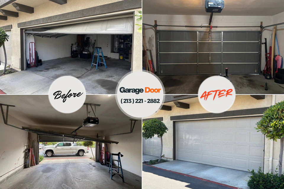 Before and after: garage door repair Columbus, NC